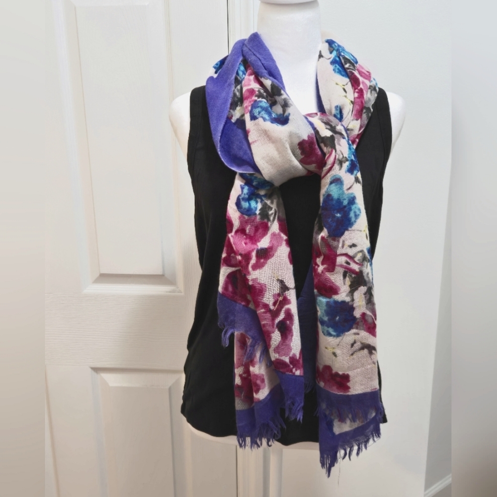 Floral lightweight scarves, lot of 6, coastal colors
